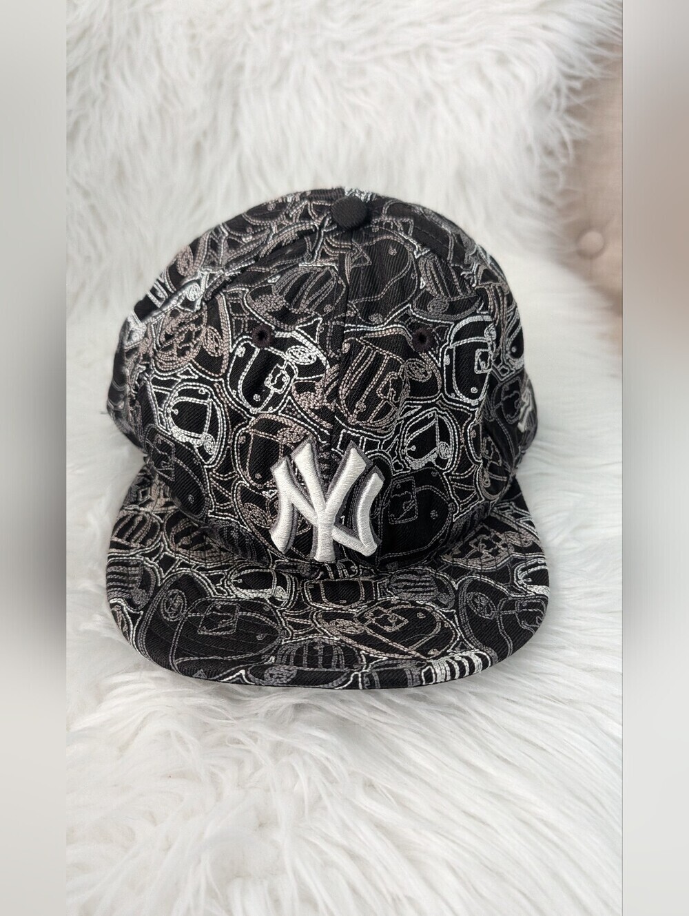 New Era Yankees NY Patterned Cap 59 Fifty Fitted Hat 7 1/2